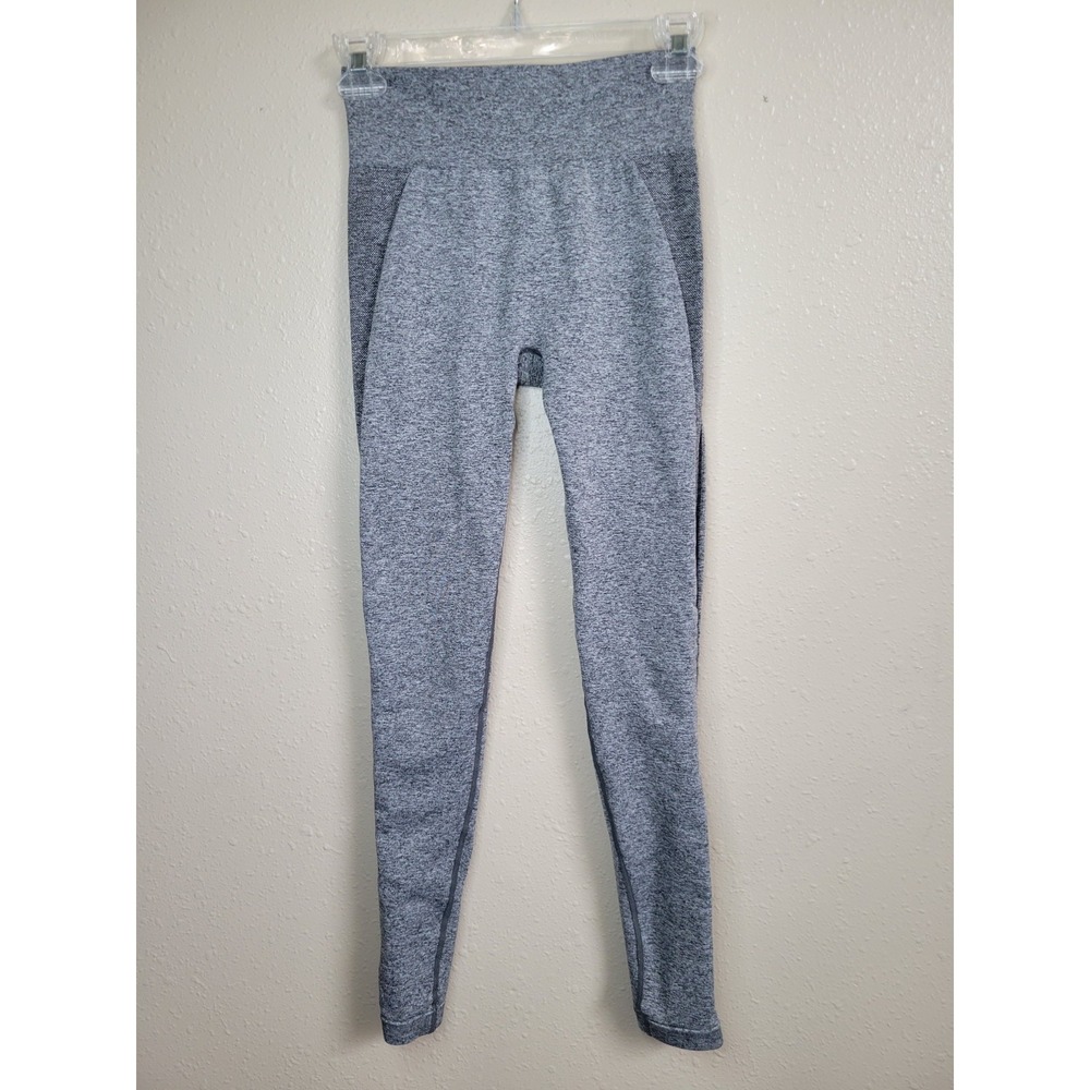 Gymshark Women's Ankle Leggings Gray Pink Logo Stretch Sz XS/S